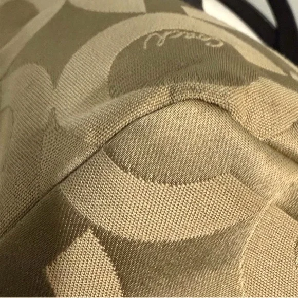 Coach Madison Signature Tan Sateen Canvas Tote with Dark Brown Leather Trim - Picture 11 of 16